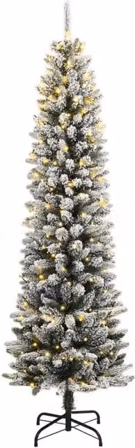 Berkfield Home Flocked Green Artificial Christmas Tree with 150 LEDs, Height: 120 cm