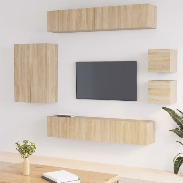 Berkfield Home 8 Piece Sonoma Oak TV Cabinet Set in Brown