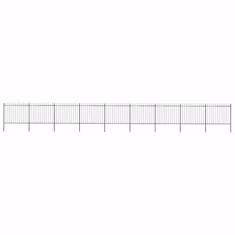 Berkfield Home Elegant Spear Top Steel Garden Fence, Black, W: 15.3 m, H: 1.9 m