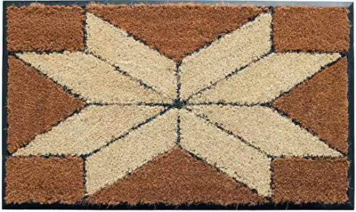Coco&Coir Indian Star Natural Coir Door Mat with Rubber Backing, W/D/H: 75 x 45 x 1.5 cm