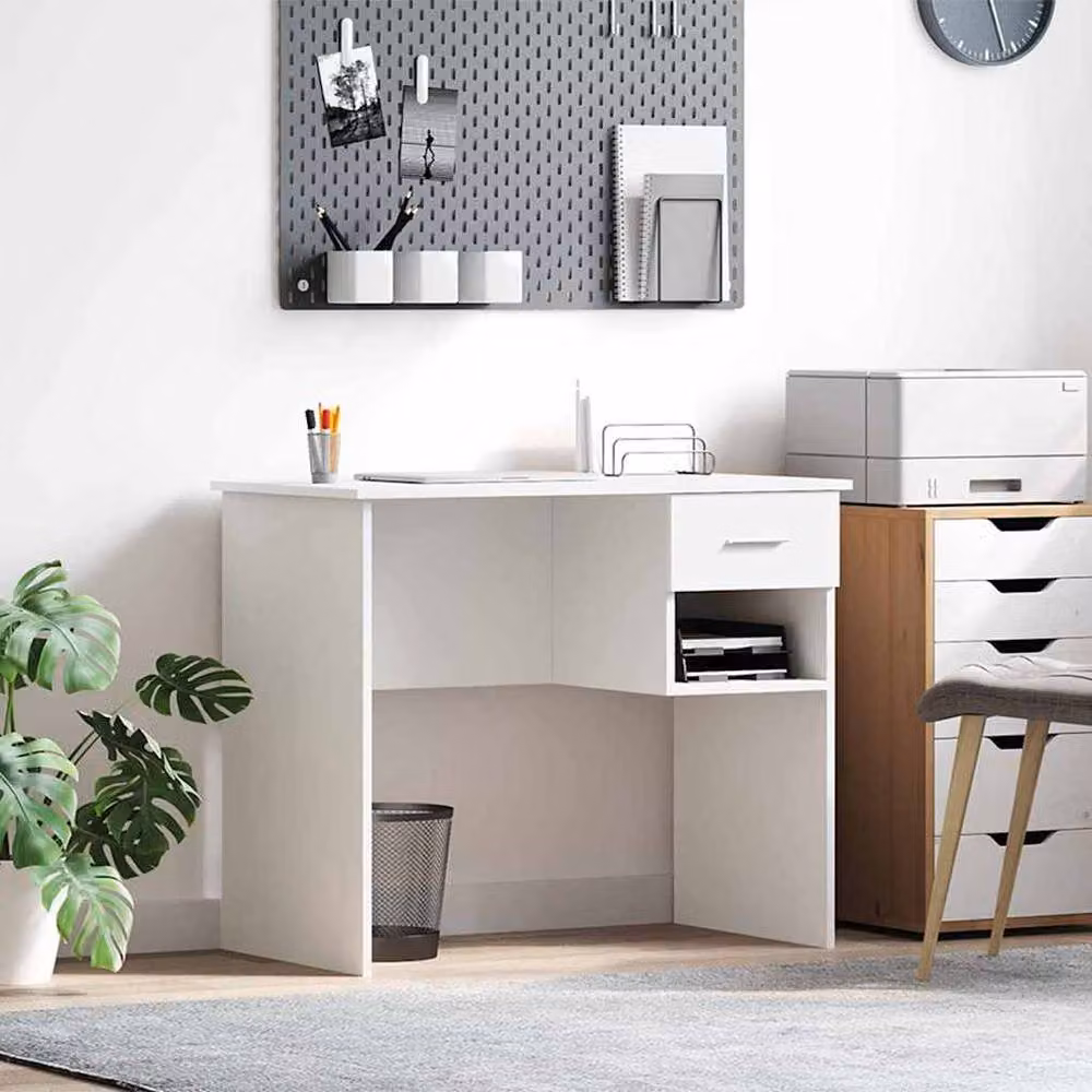 Berkfield Home White Writing Desk with Storage, W/D/H: 90 x 49.5 x 75 cm – 2