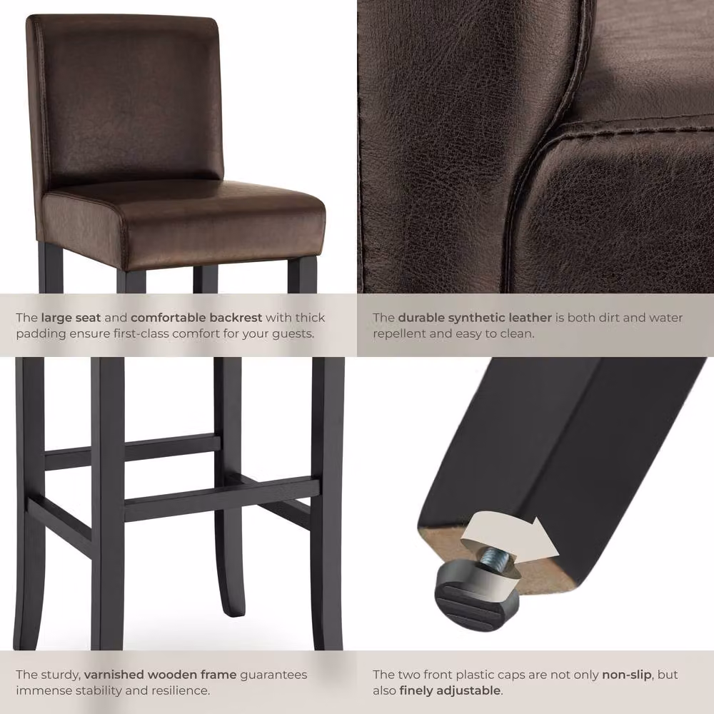tectake Dover Modern Bar Stool Set of 6 in Brown and Black – 5