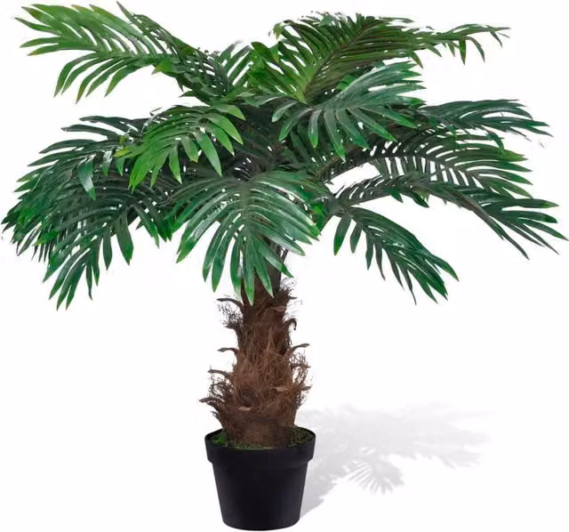 Berkfield Home Lifelike Artificial Cycus Palm Tree with Pot, Green, Height: 80 cm