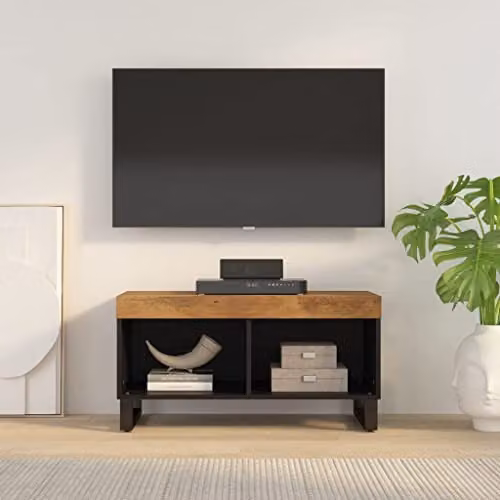 vidaXL Industrial Mango Wood and Metal TV Cabinet in Brown, W/D/H: 85 x 33 x 43.5 cm – 2