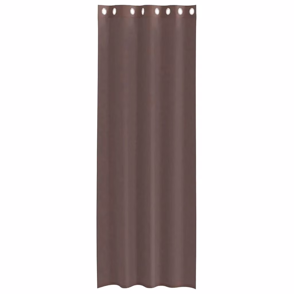 Berkfield Home Brown Voile Fabric Panel Curtains with Eyelets, 2 Pack, W: 140 cm, H: 260 cm – 3