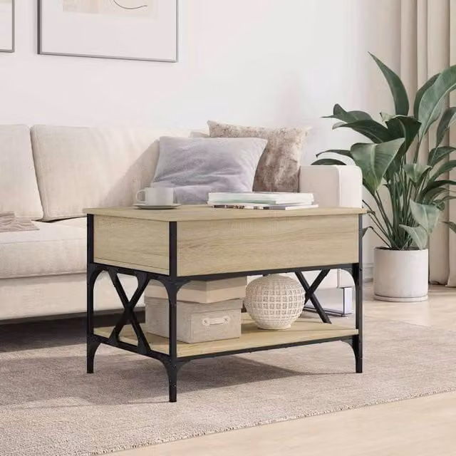 Berkfield Home Sonoma Oak Coffee Table in Light Brown, W/D/H: 70 x 50 x 50 cm