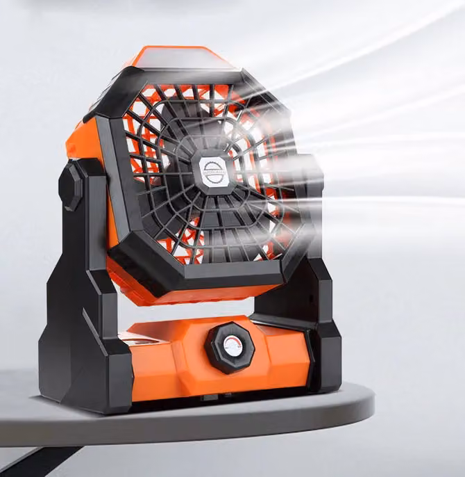 Leaper Rechargeable Mini Portable USB Outdoor Camping Tent Fan with Light in Orange – 4