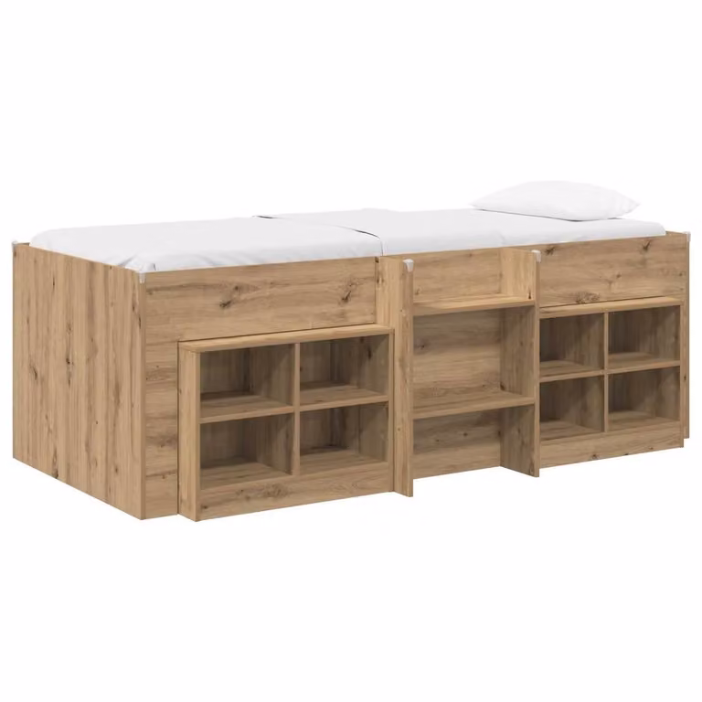 Berkfield Home Loft Bed Frame with Cabinet in Artisan Oak Brown Engineered Wood