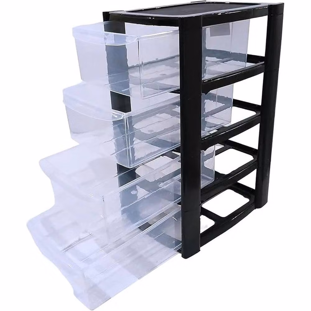 SPETLEK 4 Tier Mini Plastic Storage Drawer Tower Unit in Black – 3