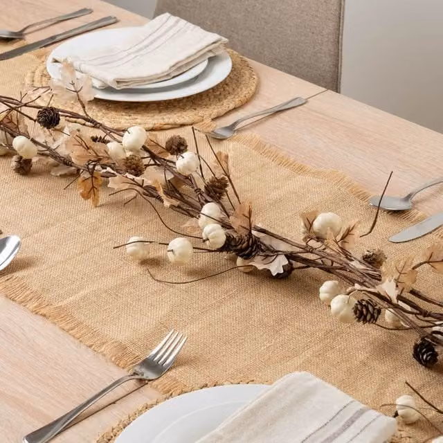 Scottish Everlastings Ltd Autumn Foliage Garland Pack of 3 in Brown and Cream, 150 cm – 1