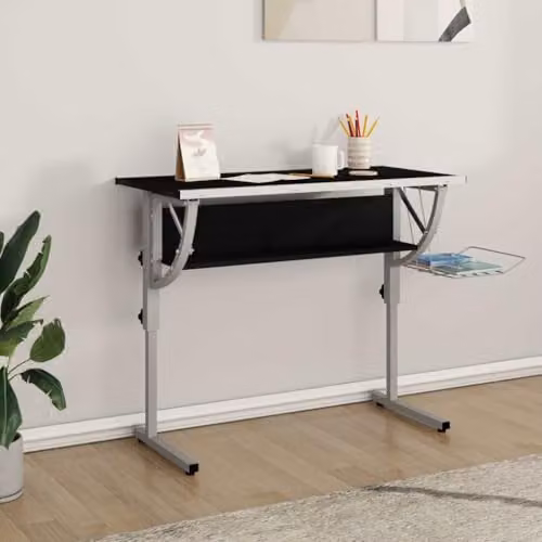 vidaXL Modern Height Adjustable Craft Writing Desk in Black and Grey, W/D/H: 110 x 53 x 58-87 cm – 2