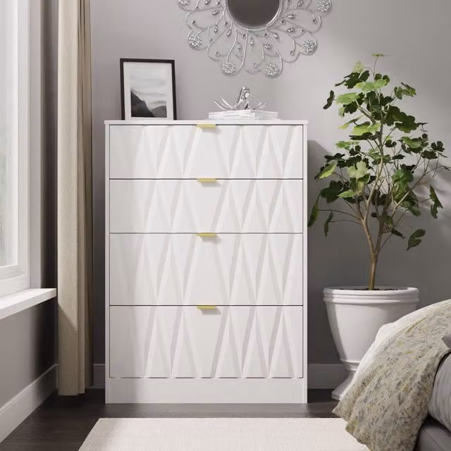 Ready Assembled 2 U Washington 4 Drawer Deep Chest in White