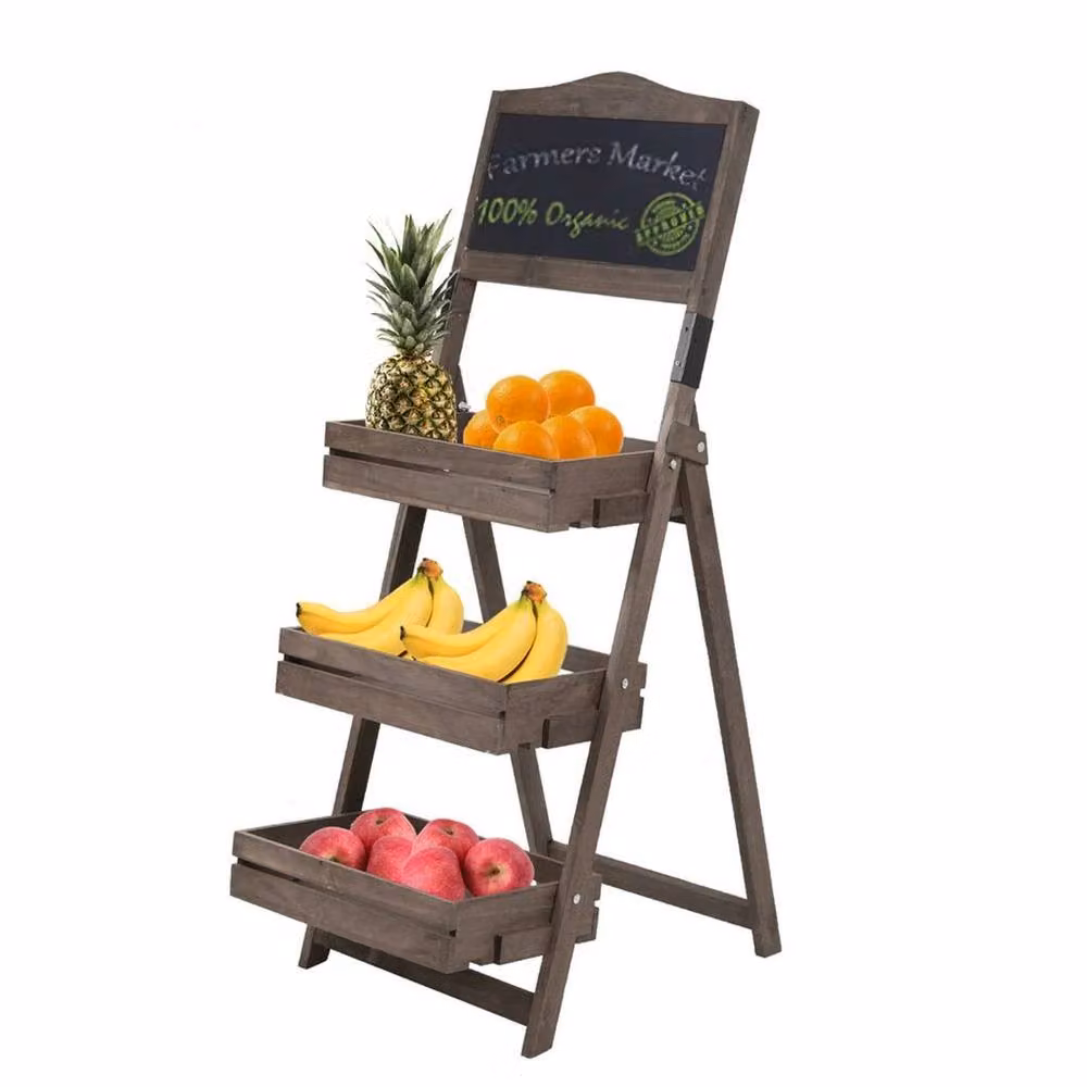 FLAVORA 3-Tier Wood A-Frame Sidewalk Menu Chalkboard Sign, Brown, W: 50 cm, D: 50 cm – 2