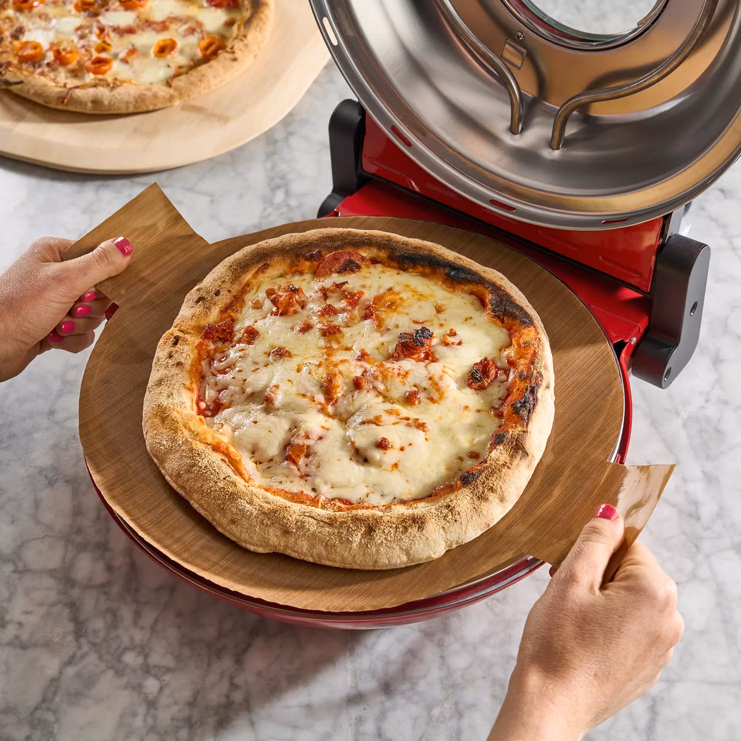 Cooks Professional Set of 6 Non-Stick Rectangular Pizza Trays with Handles in Brown – 2