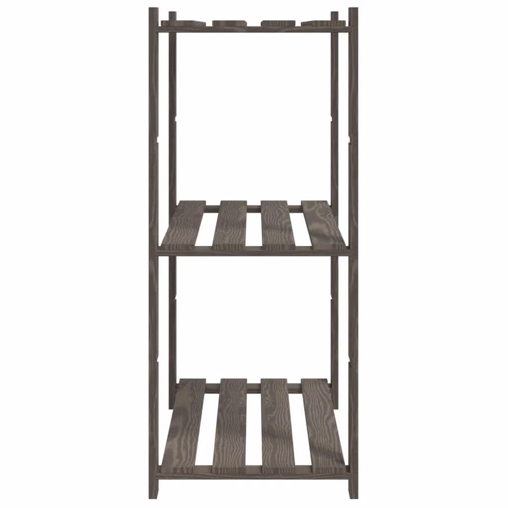 Berkfield Home 3-Tier Grey Solid Wood Pine Storage Rack, W: 80 cm, D: 38 cm, H: 90 cm – 3