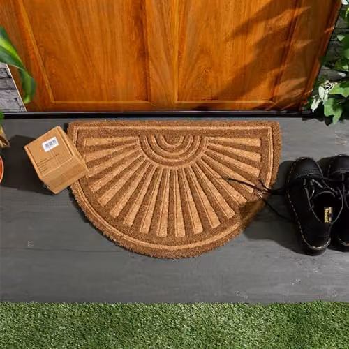 Nicola Spring Semicircular Coir Doormat Set of 2, Brown, W/D: 60 x 40 cm – 2