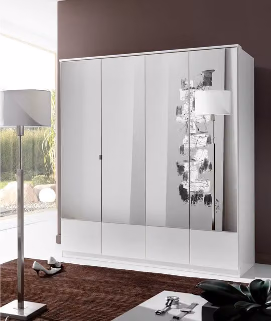 Imago White 4 Door Sliding Wardrobe with Mirror and Internal Shelving