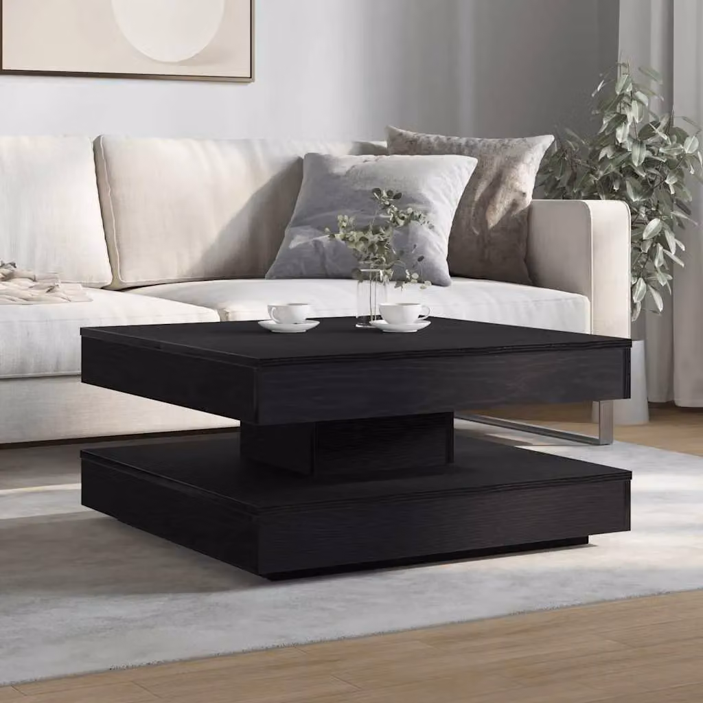 Berkfield Home Modern Black Rotating Square Coffee Table W/D/H: 70 x 70 x 34.5 cm – 3