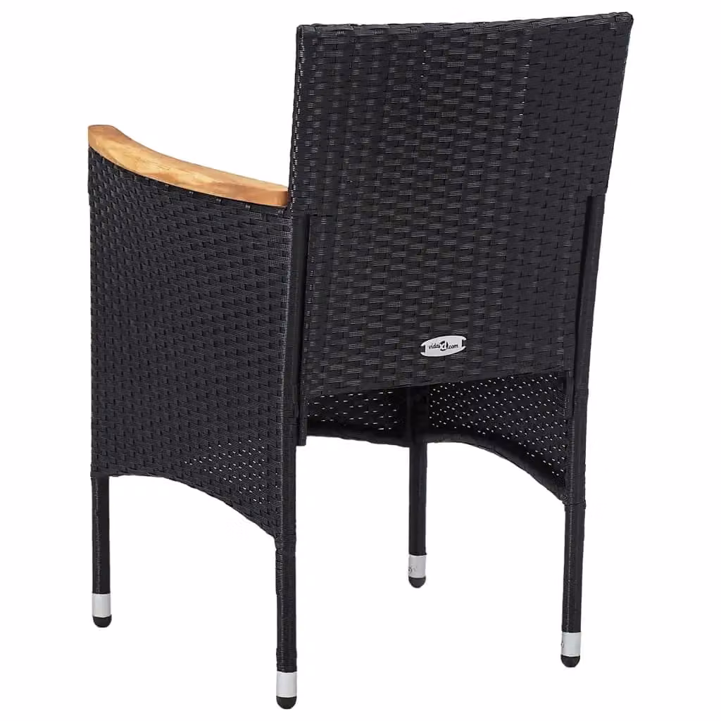 Berkfield Home 5 Piece Garden Dining Set in Black and Brown Poly Rattan and Acacia Wood – 2