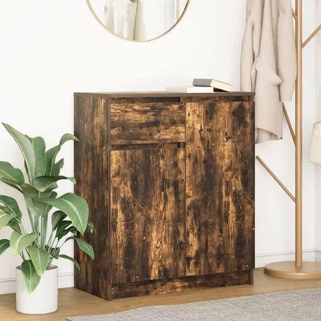 Berkfield Home Smoked Oak Sideboard with Drawer in Brown, W/D/H: 71 x 35 x 84 cm – 1