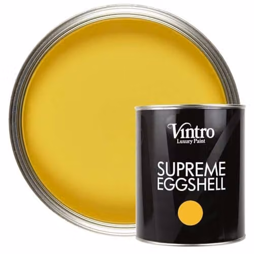 Vintro Sunflower Yellow Water Based Satin Eggshell Paint for Walls, Wood and Trim, 1 Litre