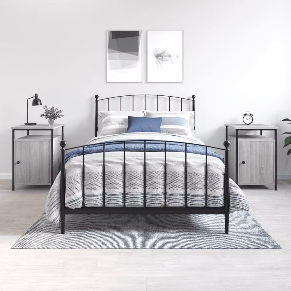 Berkfield Home Set of 2 Durable Bedside Cabinets in Grey Sonoma, W/D/H: 40 x 42 x 60 cm – 2