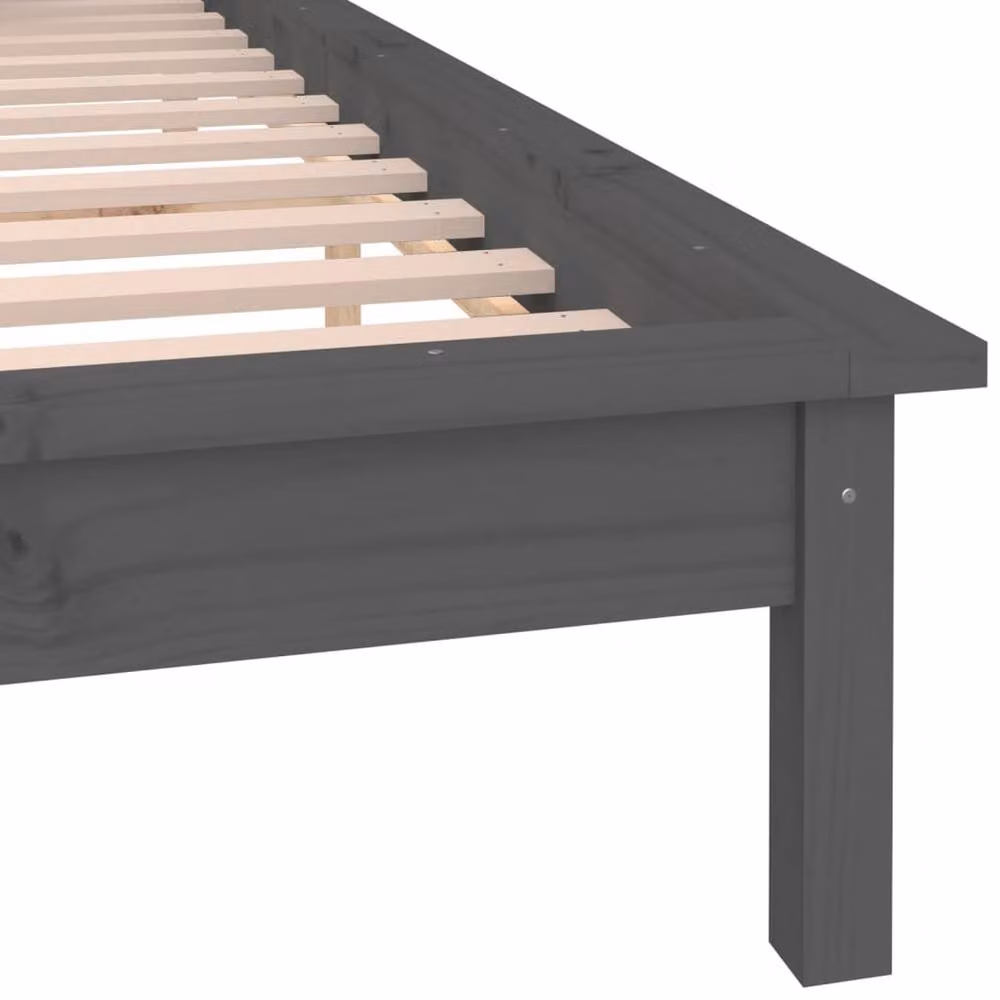 Berkfield Home Grey Solid Wood Small Double LED Bed Frame with Under-Bed Lighting W/D/H: 120 x 190 cm – 3