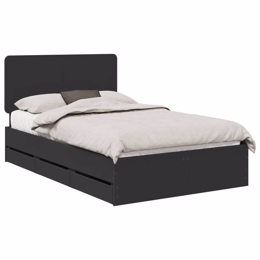 Berkfield Home Modern Bed Frame with Drawers in Black, Engineered Wood, W: 120 cm, L: 190 cm – 2