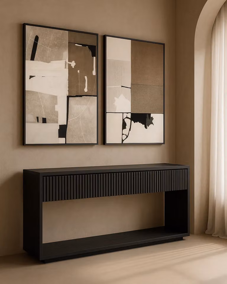 Tommy Franks Modern Abstract Textile Wall Art Set of 2, Black, H 120 x W 80 cm