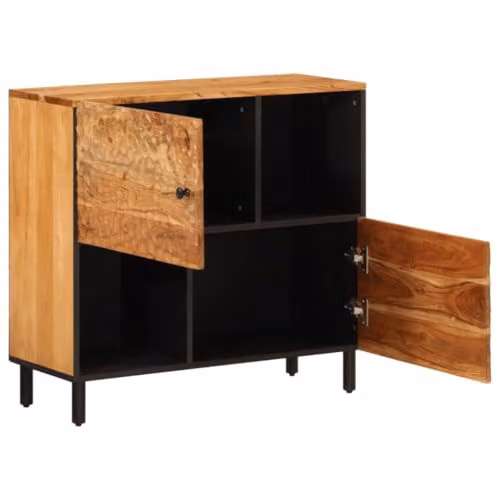 vidaXL Modern Side Cabinet in Natural Brown Acacia Wood and Metal, W: 80 cm, D: 33 cm, H: 75 cm – 6