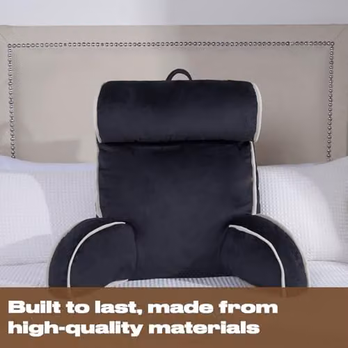 OHS Black Reading Pillow with Detachable Neck Roll and Back Support for Adults – 5