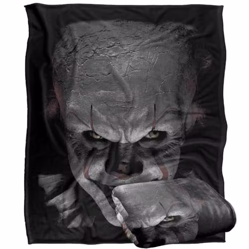 Warner Bros. It Pennywise The Clown Super Soft Fleece Throw Blanket, Multicolour, W: 152 cm, D: 127 cm – 1