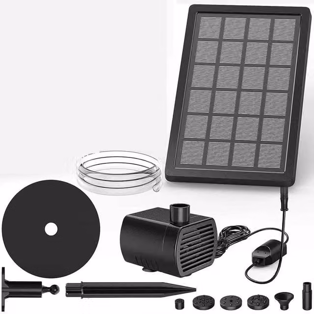 NESTLUNE Solar Powered Water Feature Fountain Pump for Fish Aquariums, Black, W: 100 cm, D: 15 cm, H: 15 cm
