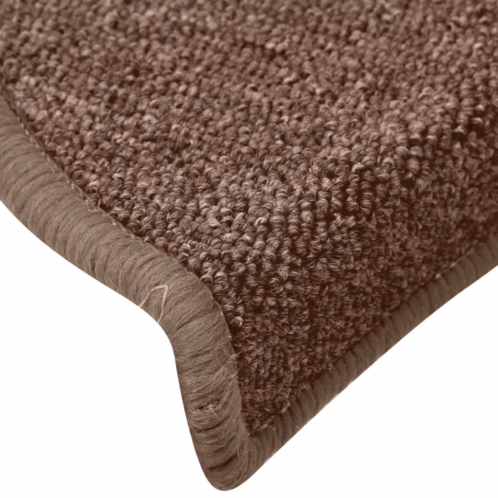 Berkfield Home Self-Adhesive Carpet Stair Treads, 15 Pieces, Brown, W: 65 cm, D: 24 cm, H: 4 cm – 3