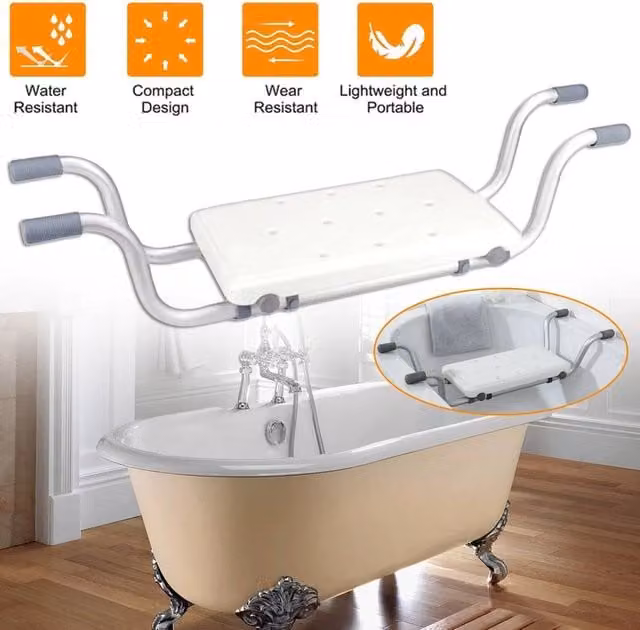 SPETLEK White Wall-Mounted Foldable Suspended Shower Bath Seat with Drainage