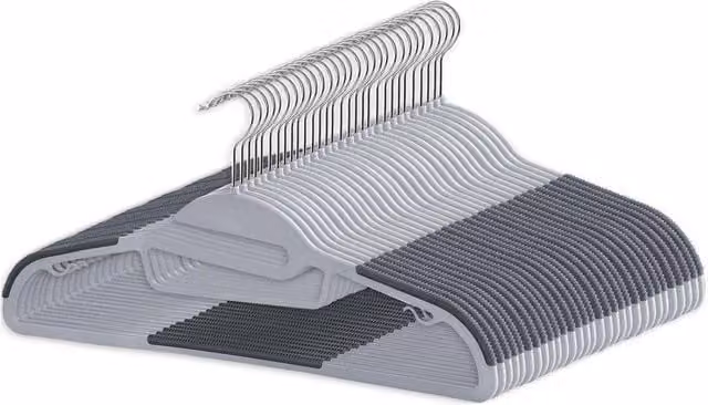NESTLUNE 30-Piece Grey Non-Slip Plastic Space-Saving Clothes Hangers – 1