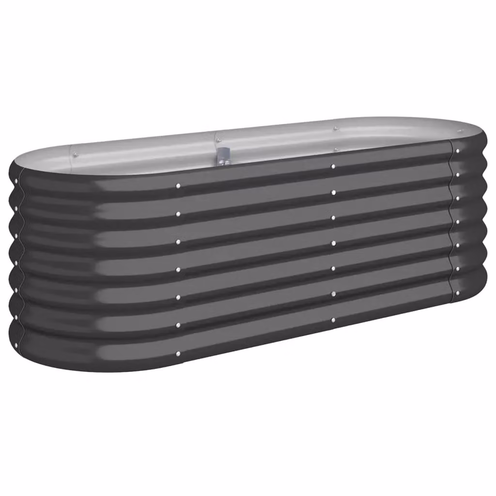 Berkfield Home Garden Powder-coated Steel Raised Bed in Anthracite Black, W/D/H: 114 x 40 x 36 cm – 2