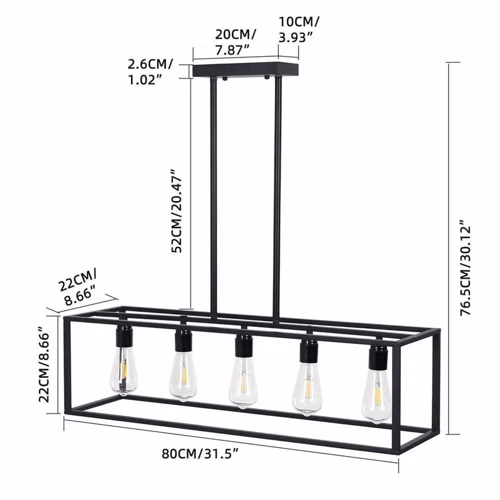 EONLION Industrial Black Metal Hanging Pendant Ceiling Lamp with Transparent Shade – 2