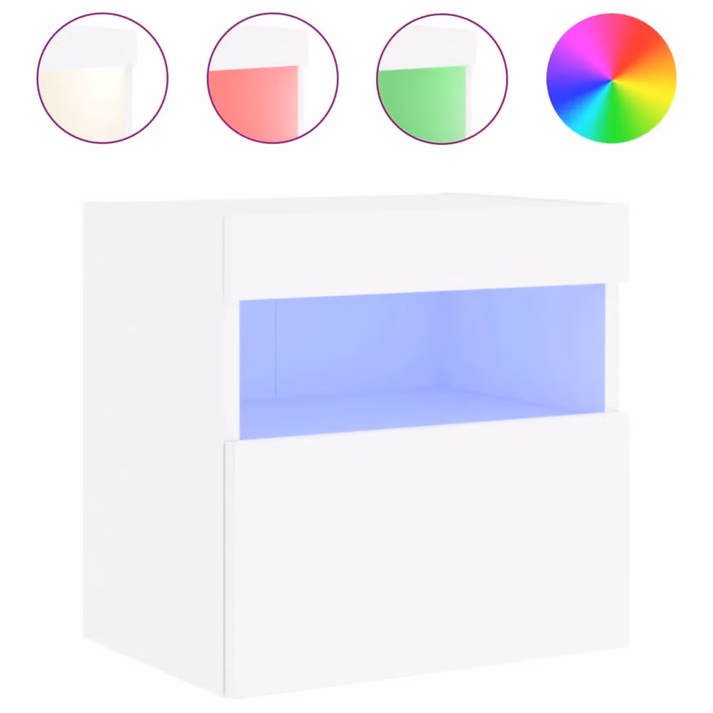 Berkfield Home Modern White Wall Mounted TV Cabinet with Integrated LED Lighting W/D/H: 40 x 30 x 40 cm – 2