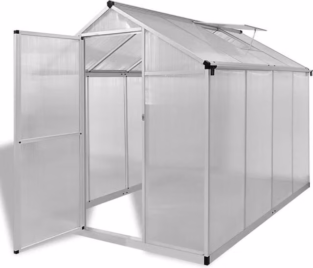 Berkfield Home Reinforced Aluminium Greenhouse with Polycarbonate Panels and Base Frame, Silver/Multicolour, 4.6 m – 1