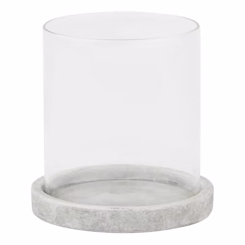 Hill Interiors Athena Stone Hurricane Lantern, White, W/D/H: 14 x 14 x 14 cm