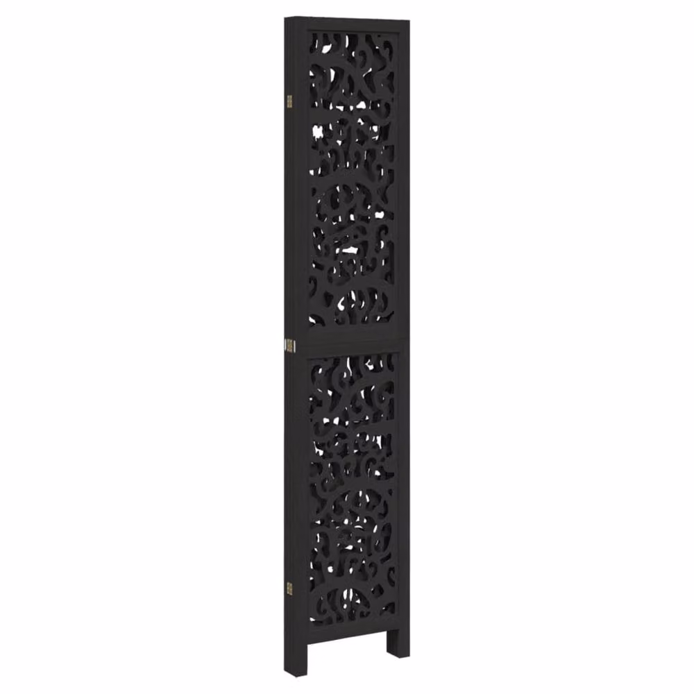 Berkfield Home 4-Panel Black Solid Paulownia Wood Room Divider – 3