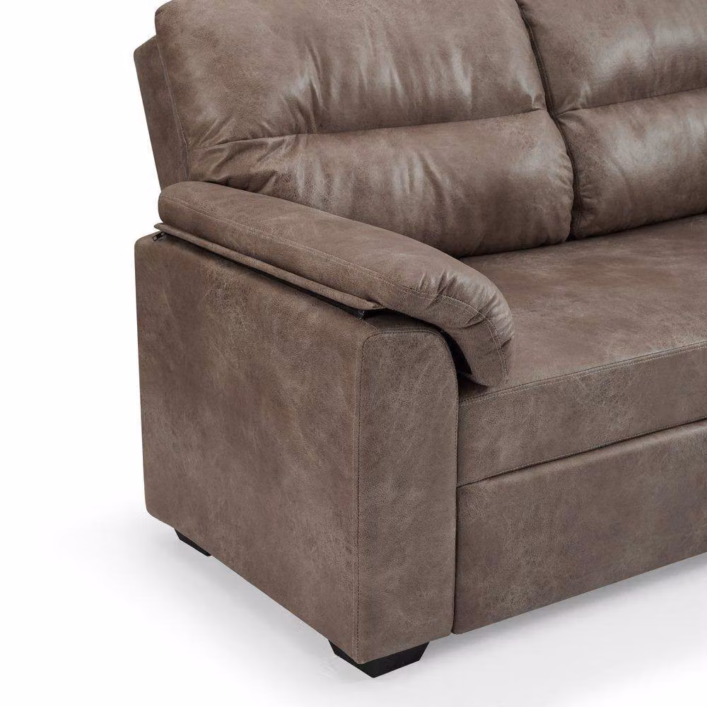 Home Detail Harley 2 Seater Faux Leather Pull Out Sofa Bed in Brown – 2