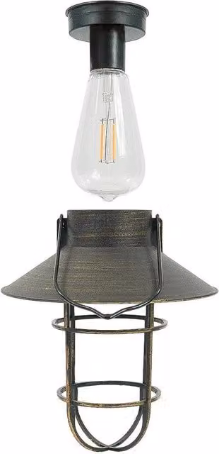 NESTLUNE Black Vintage Metal LED Hanging Lantern with Transparent Glass – 1
