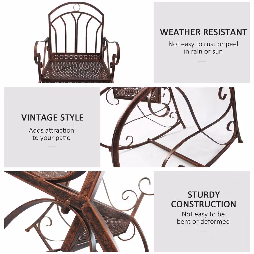 Wyld Haus Pabasa Vintage Metal Outdoor Rocking Armchair in Red – 4