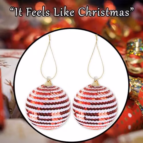 VFM e-Store Red Round Christmas Bauble Hanging Ornament Set of 2 – 6