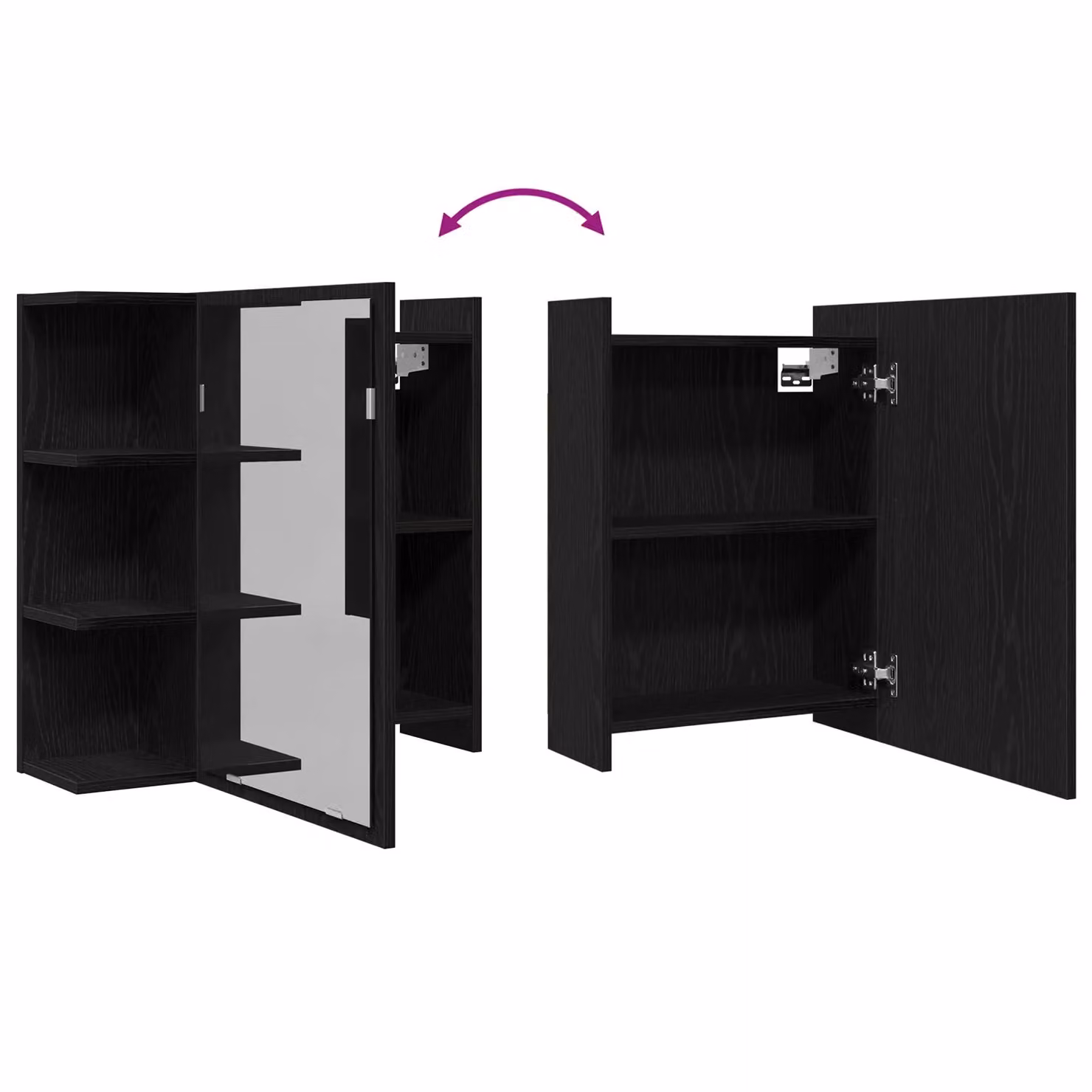 Berkfield Home Black Modern Wall Mounted Bathroom Mirror Cabinet with Internal Shelves, W/D/H: 62.5 x 20.5 x 64 cm – 5