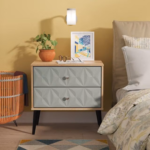 Ready Assembled 2 U Toledo 2 Drawer Side Table in Duck Egg Blue and Black – 1