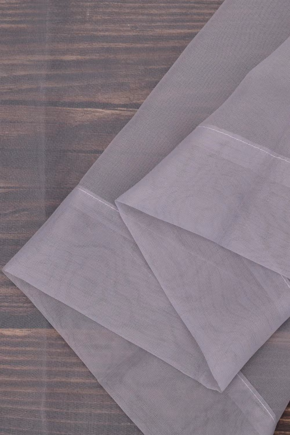 Neel Blue Semi-Transparent Voile Curtain Pair in Silver, 2 Panels, Width: 142 cm, Drop: 137 cm – 3