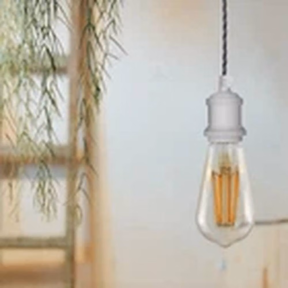 Havendro White Twisted Cable Pendant Lamp Holder, Industrial Vintage E27 Ceiling Rose – 3